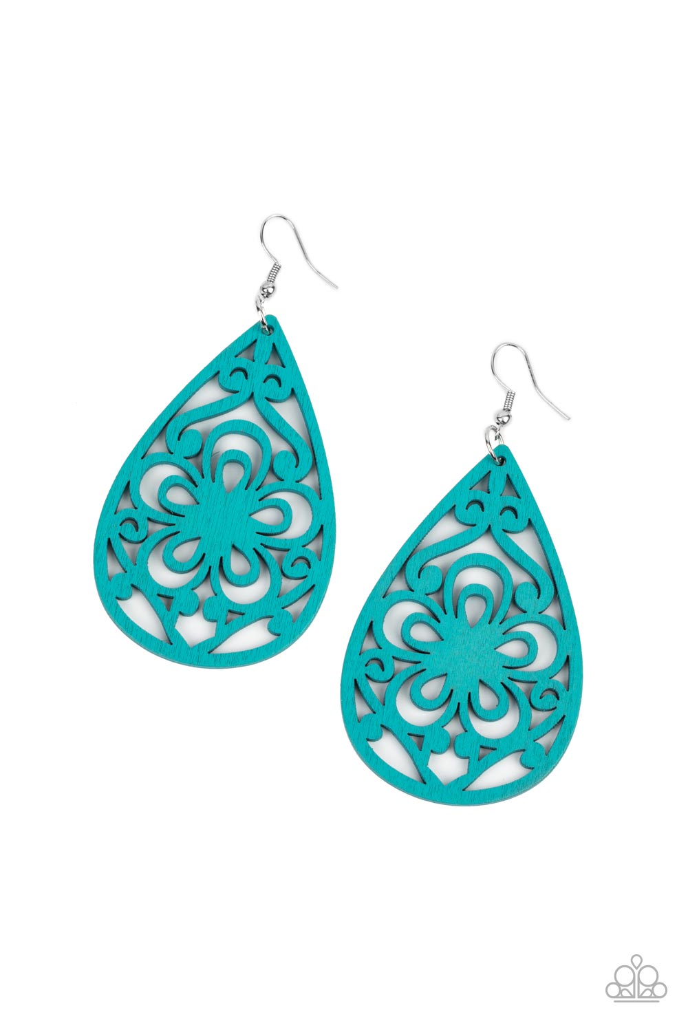 Earrings- Blue Wooden