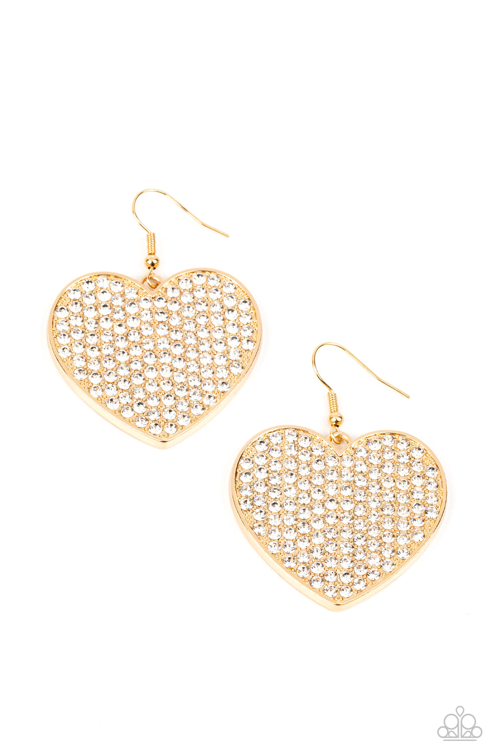 Earrings- Gold Heart w/ Rhyme Stones