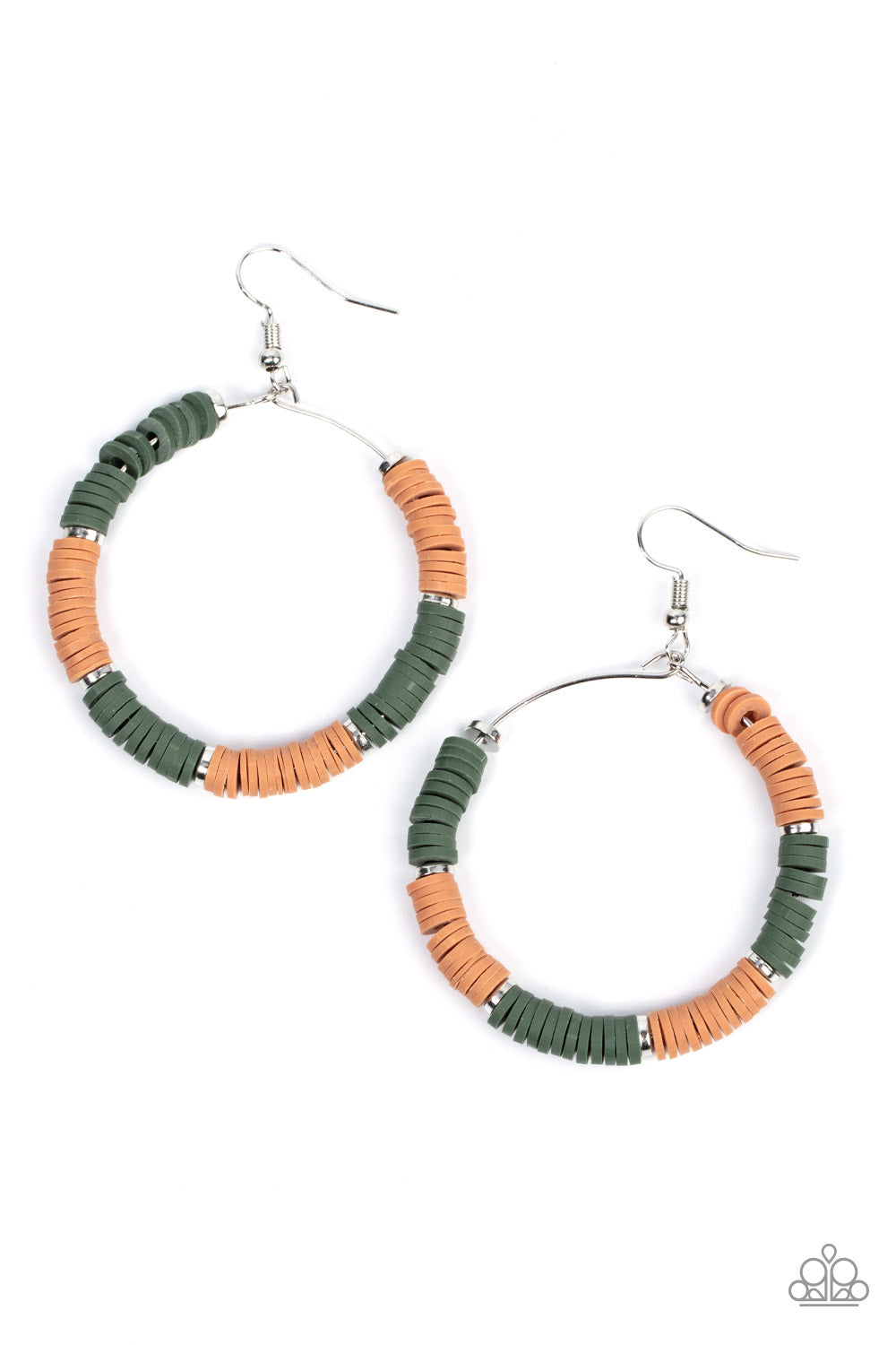 Earrings- Multi green and orange