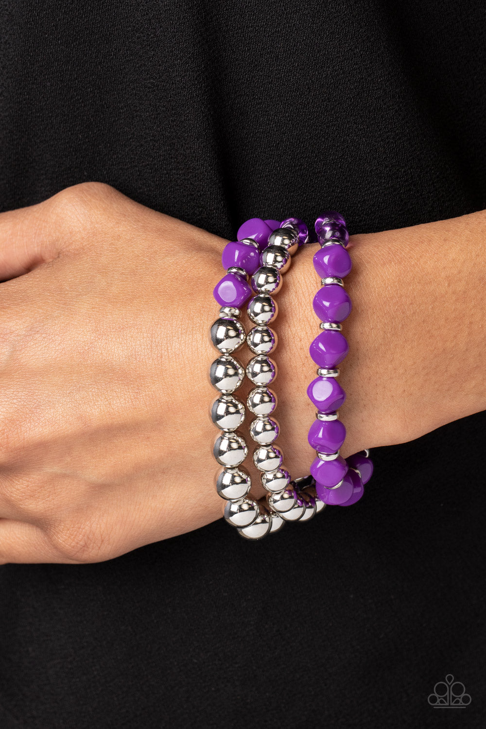 Bracelet- Purple and Silver Beads