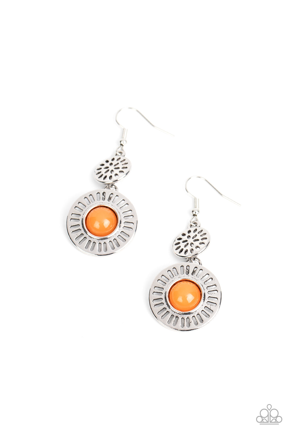 Earrings- Orange and Silver