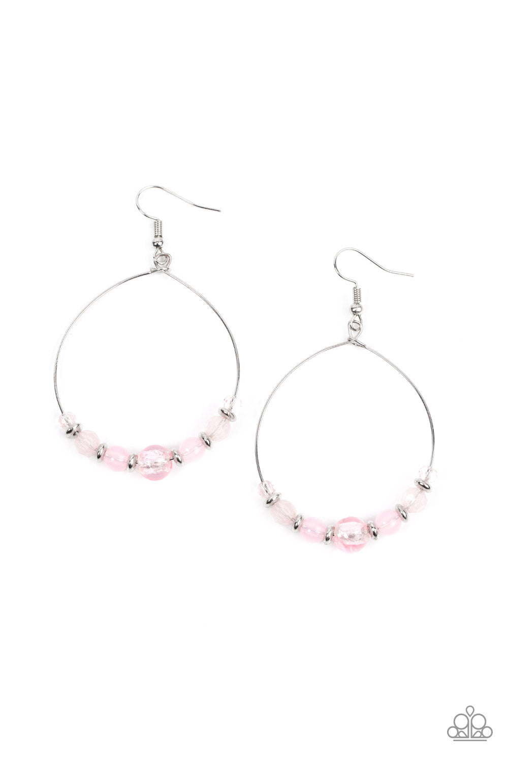 Earrings- pink and silver hoop