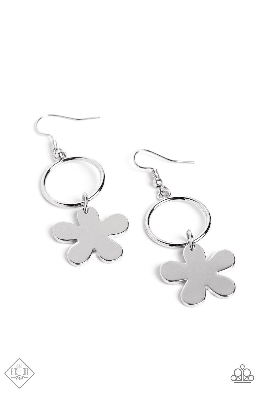 Earrings- Silver Flower (hanging)