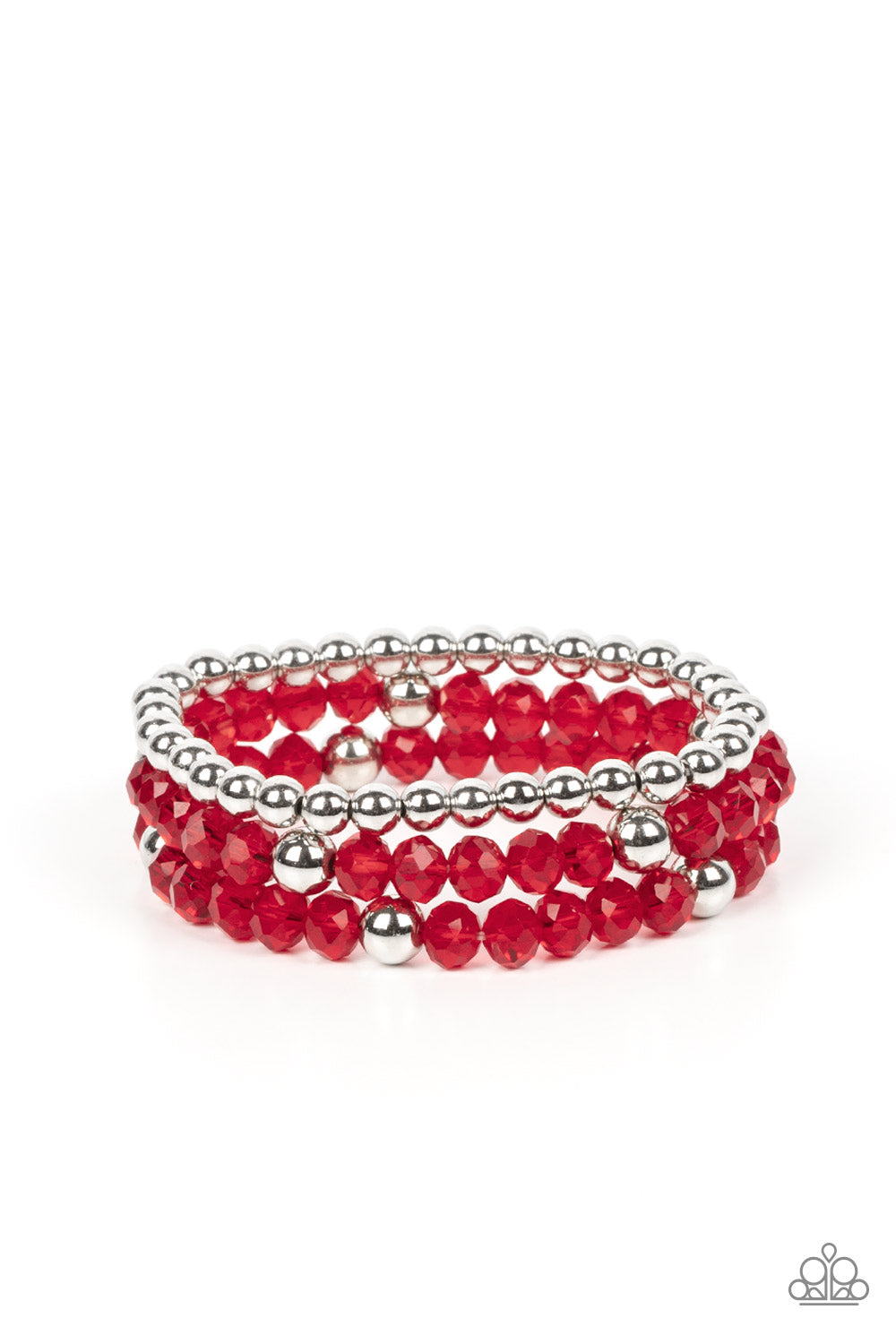 Bracelet- red and silver pearls