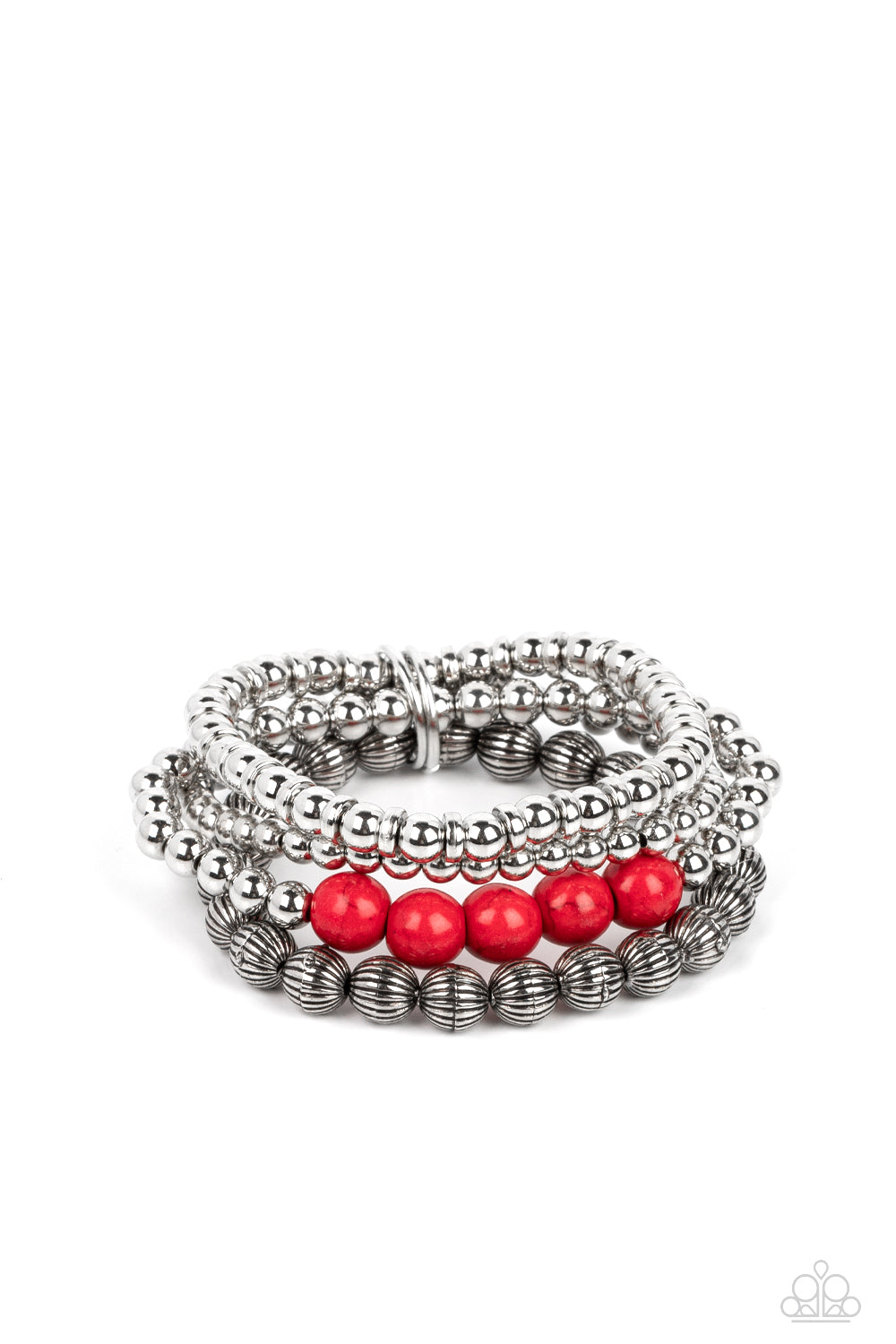 Bracelet- Red and Silver